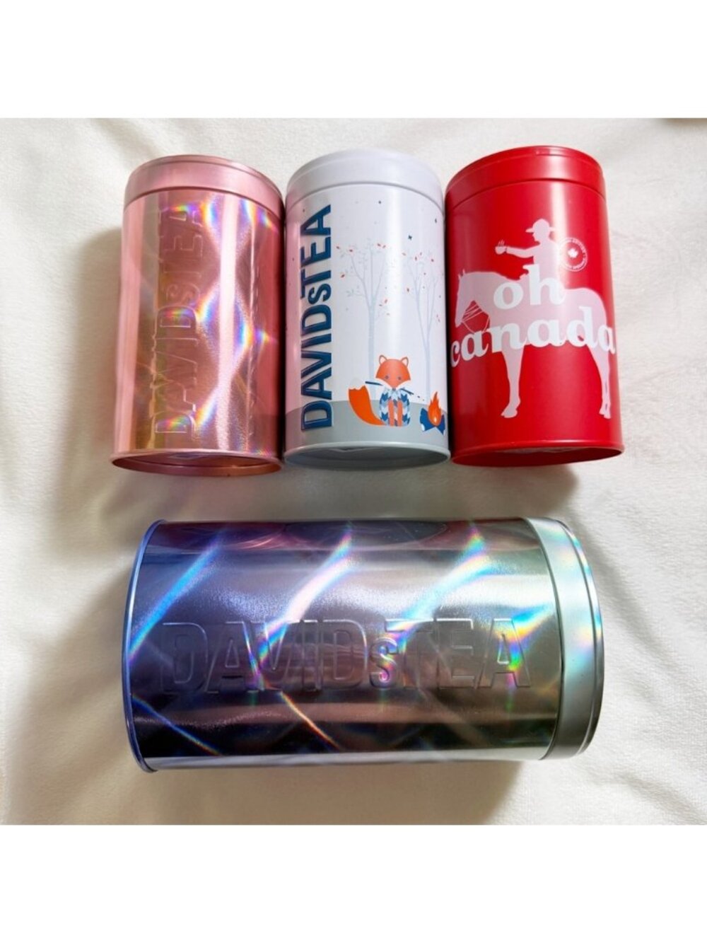 David's Tea Tins Holographic, Fox & Canada Bundle
